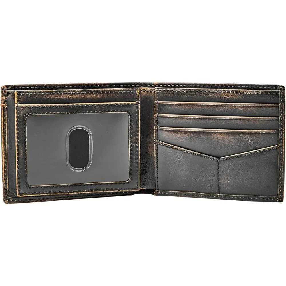 🆕Men Brown Wade Leather Bifold with Flip ID Wallet (Model: ML3882001)